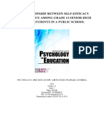 The Relationship Between Self-Efficacy and Resilience Among Grade 12 Senior High School Students in A Public School