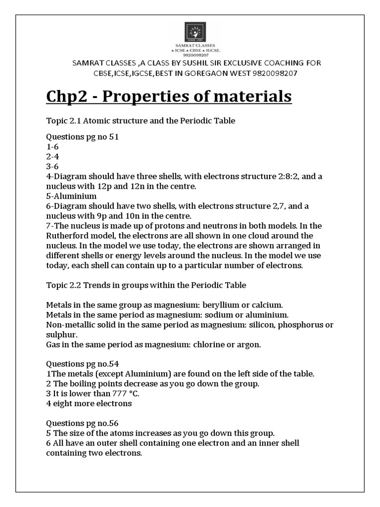 Chapter 2 Properties of Materials | PDF | Chemical Bond | Ionic Bonding
