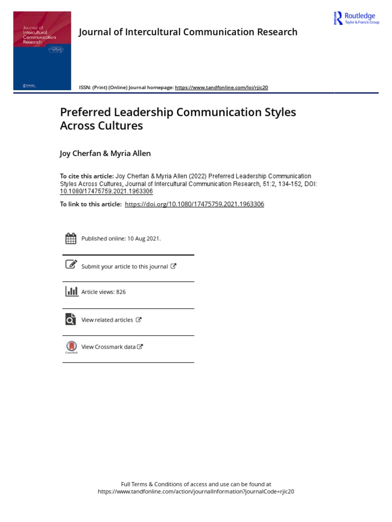 Preferred Leadership Communication Styles Across Cultures. Journal of ...