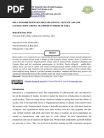 Relationship Between Organizational Climate and Job Satisfaction Among Teachers in Terms of Area