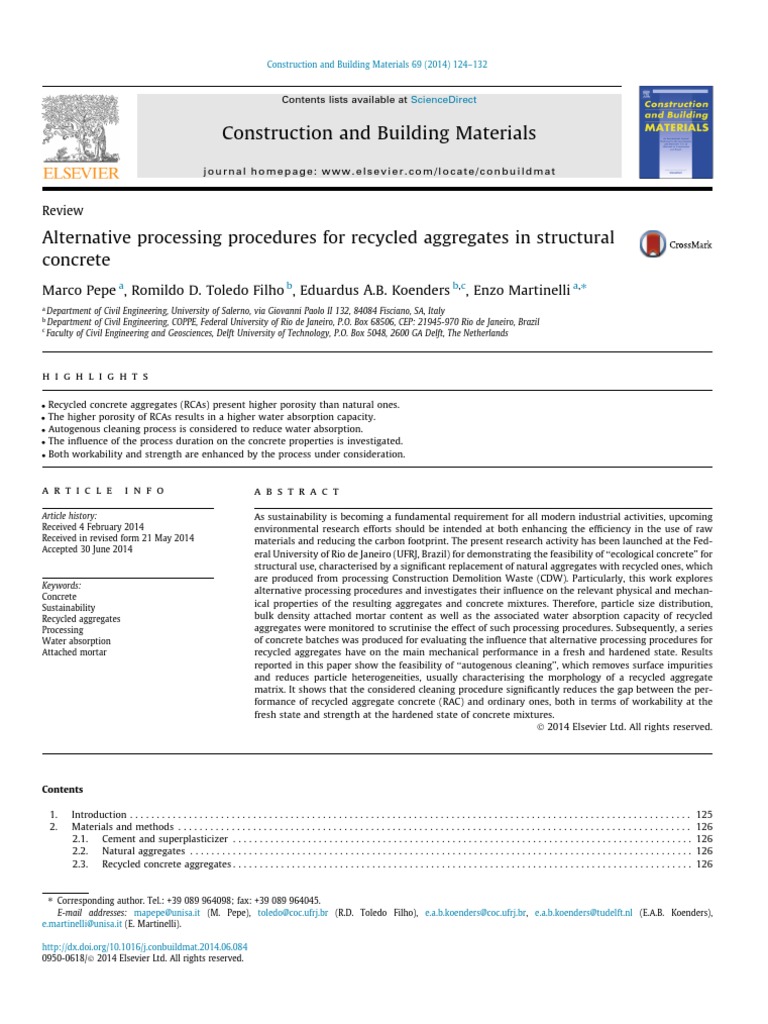 Alternative Processing Procedures For Recycled Aggregates in Structural ...