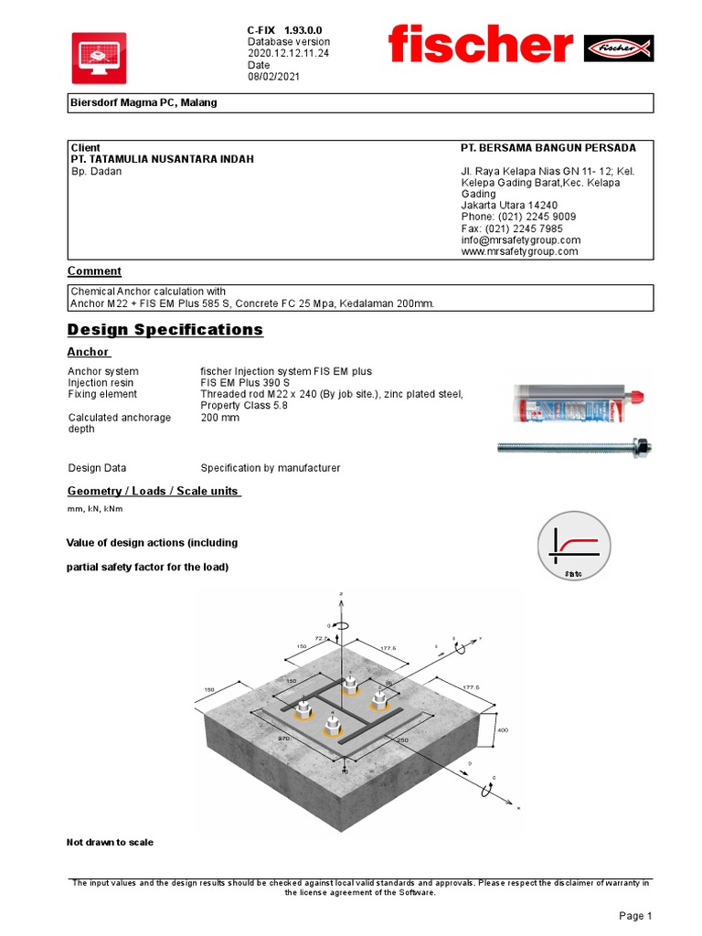 Chemical Anchor Calculation Pdf Software Testing Stress Mechanics