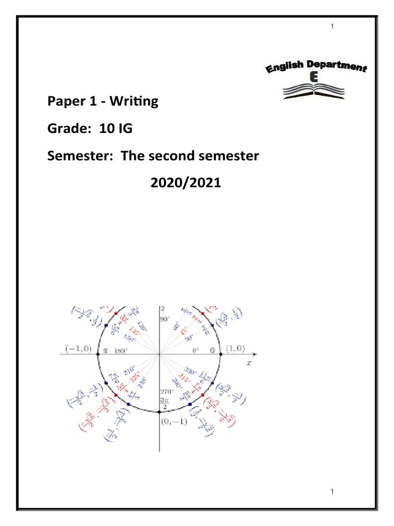 10 G Workheet Paper 1 WRITING Eg PDF