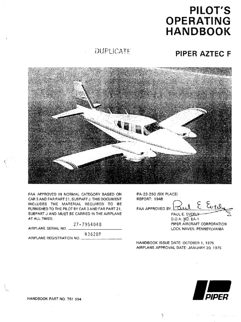 Piper Aztec F POH PDF