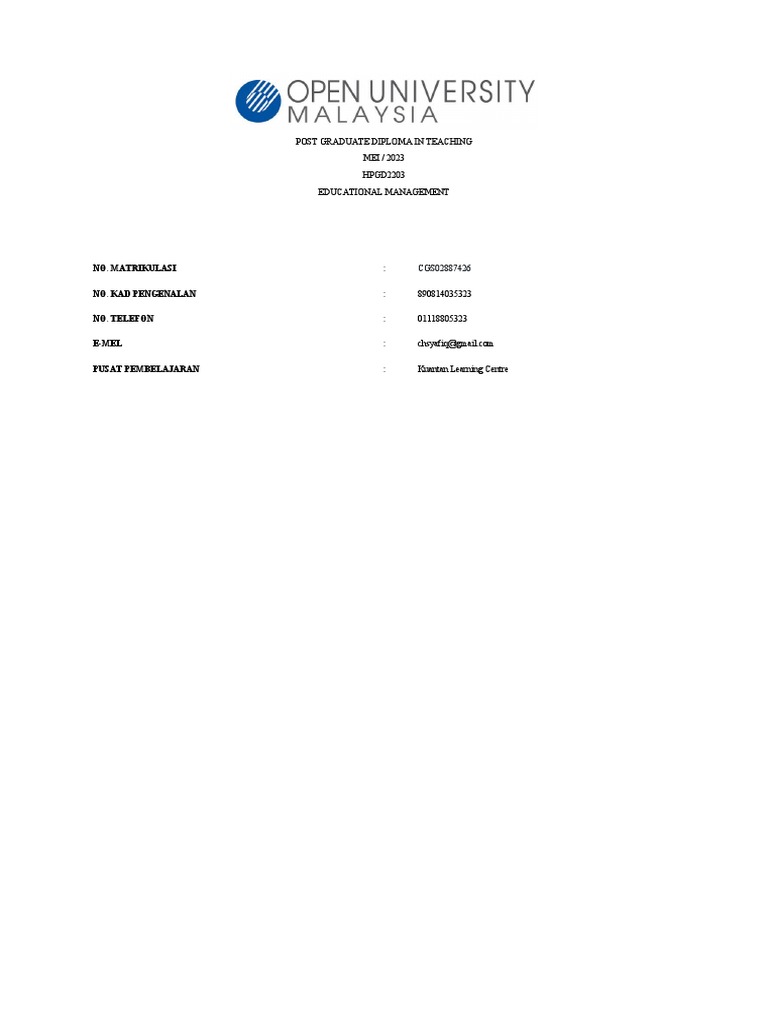 Hpgd 2203 Educational Management Assignment 11072023 Pdf