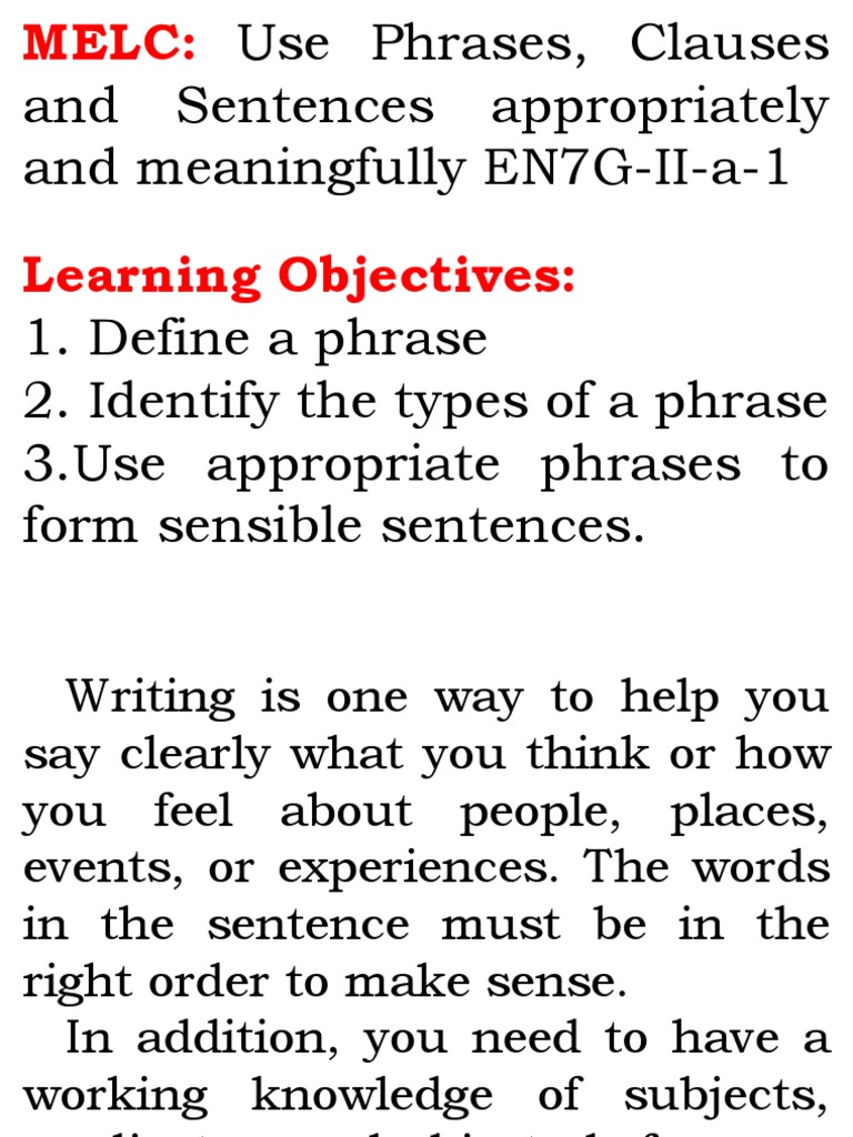 Phrase Clause Sentence Types PDF Sentence (Linguistics) Clause