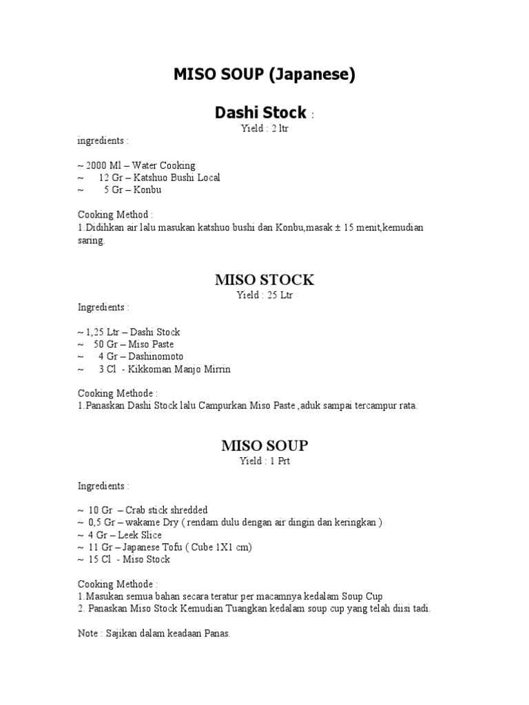 Miso Soup (Japanese) | PDF
