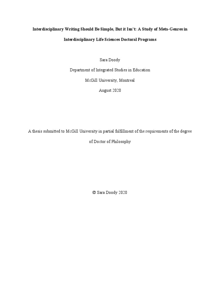 Interdisciplinary Writing Shou PDF Interdisciplinarity Methodology