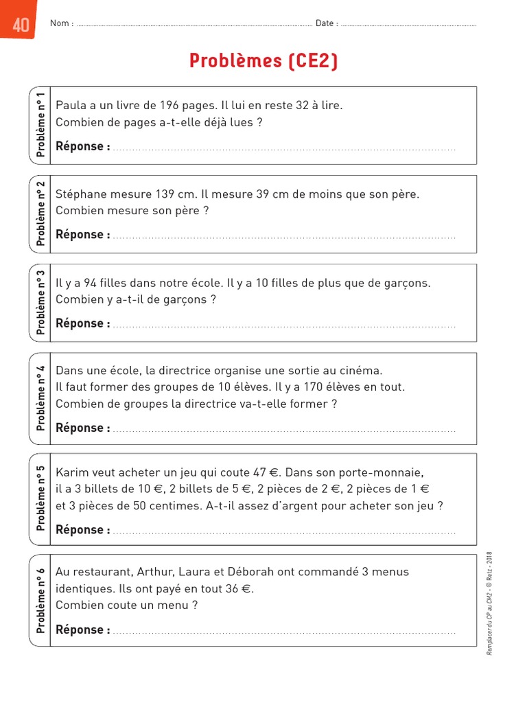 40 FE Problemes CE2 | PDF