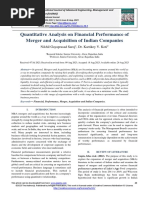 Quantitative Analysis On Financial Performance of Merger and Acquisition of Indian Companies