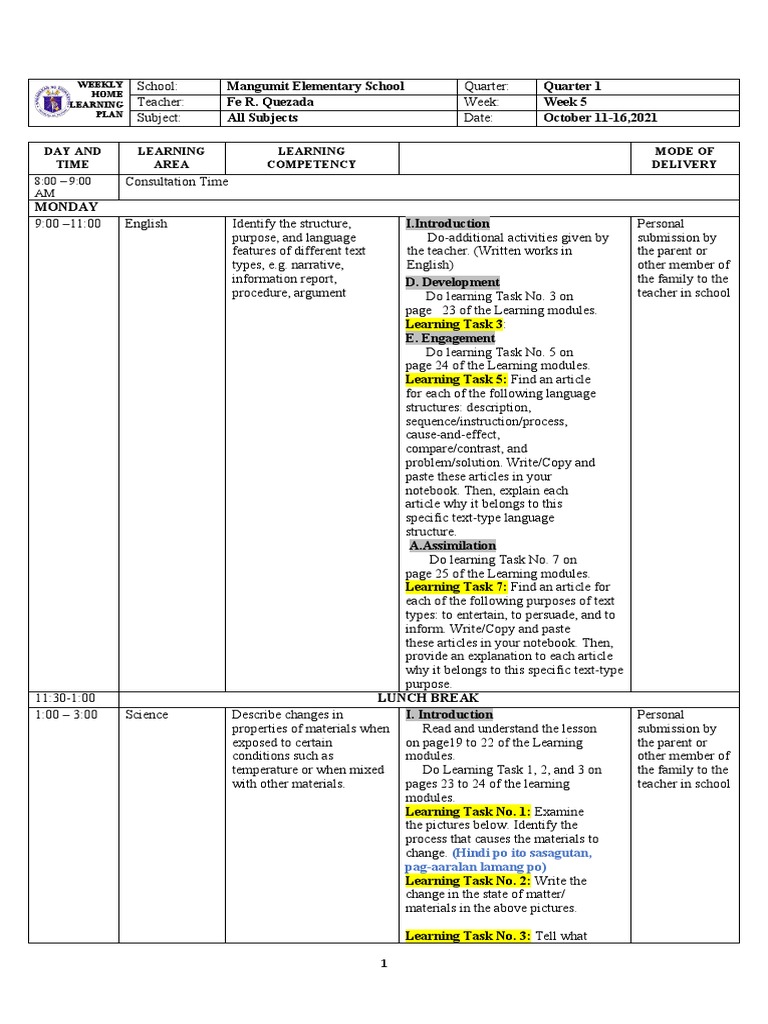 WHLP, Q1, W5 | PDF