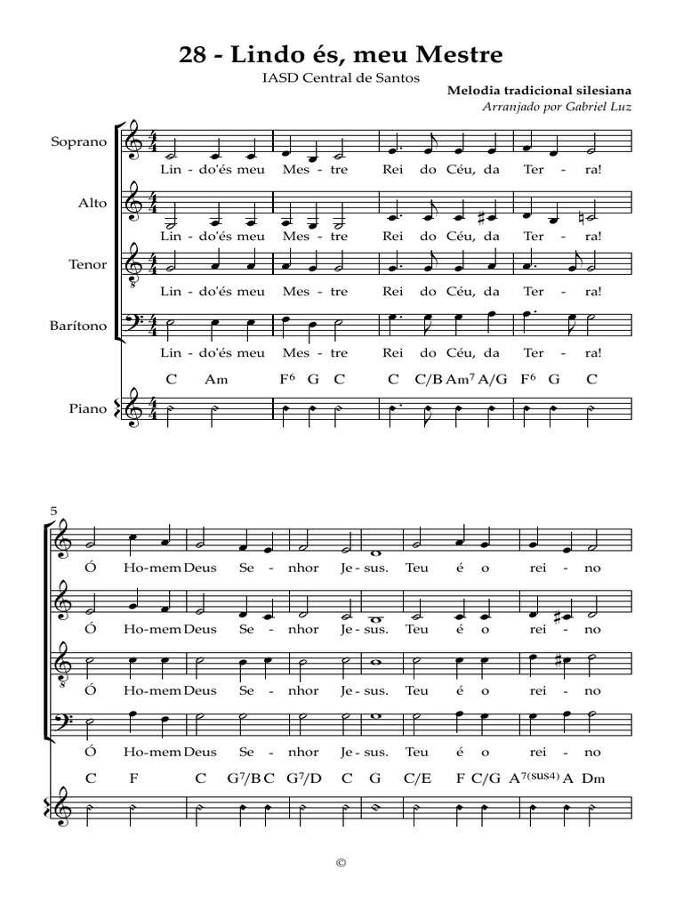 28 Lindo És, Meu Mestre Partitura Inteira PDF