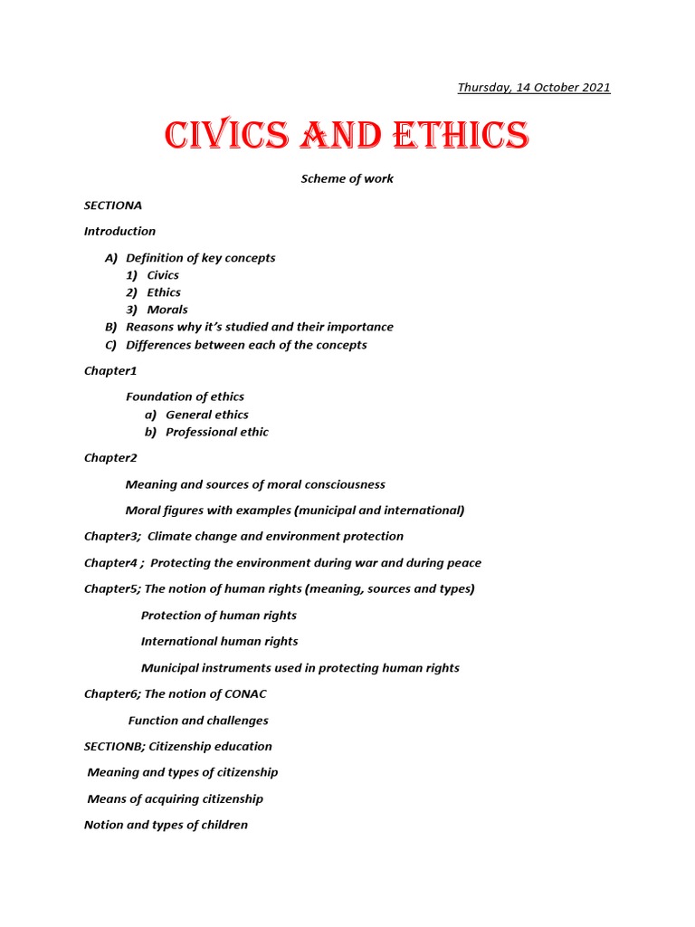 Civics and Ethics in Cameroon Education | PDF | Morality | Governance