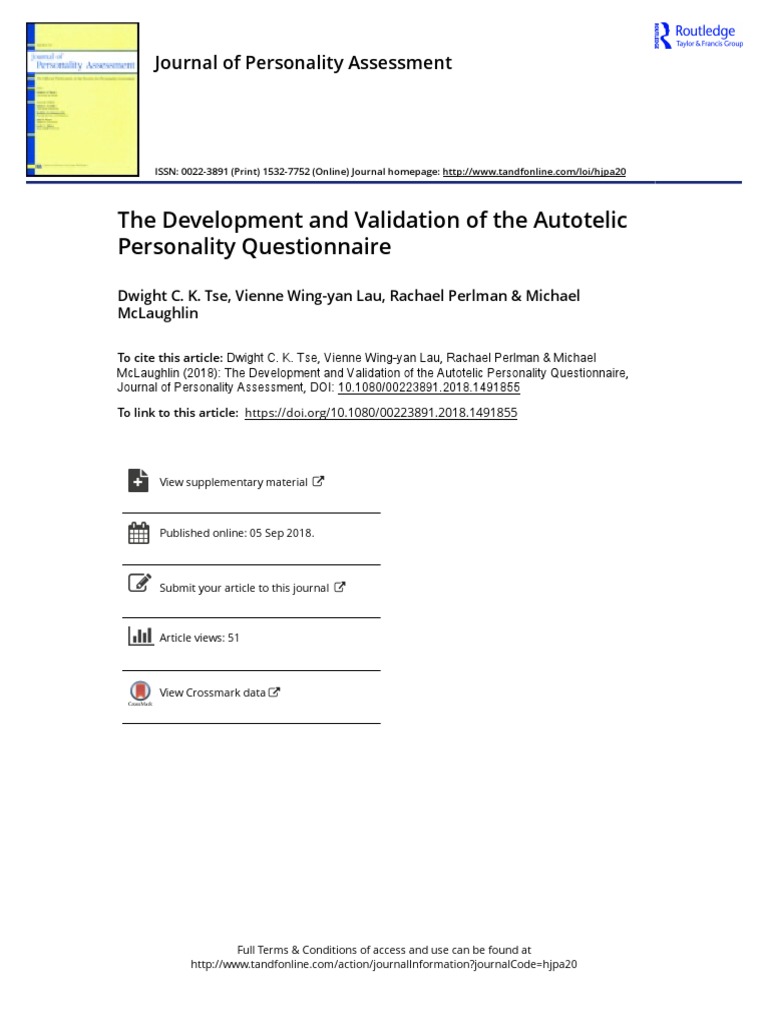 Autotelic Personality Questionnaire | PDF | Flow (Psychology ...