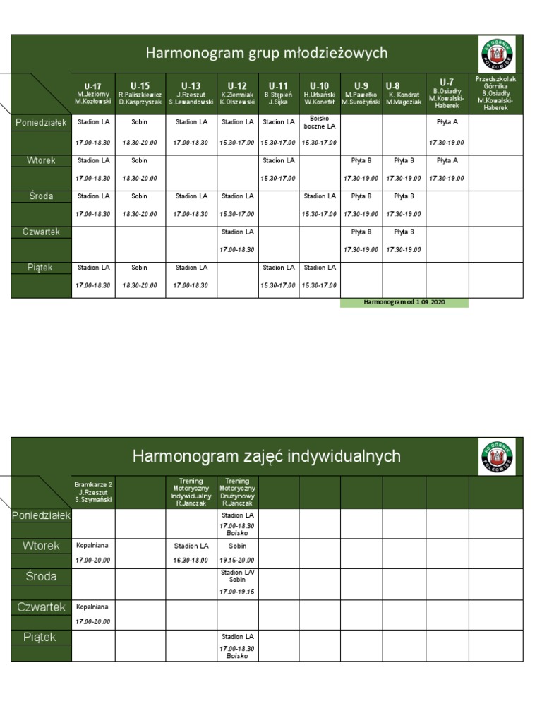 Harmonogram-Od-1.09.2020 2 | PDF