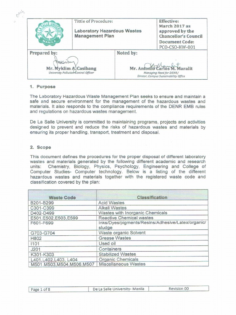 laboratoryhazardouswastemanagementplan PDF
