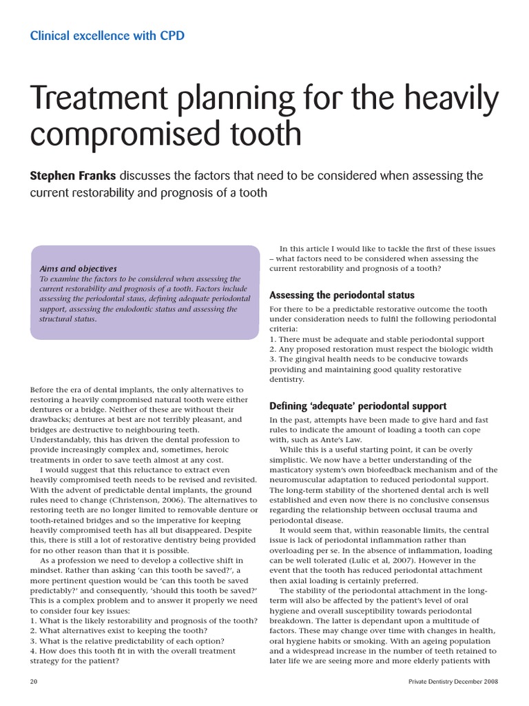 Assessing Compromised Tooth Restorability | PDF | Periodontology ...