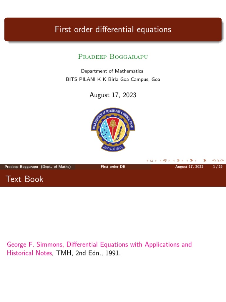 First Order Differential Equations Overview | PDF