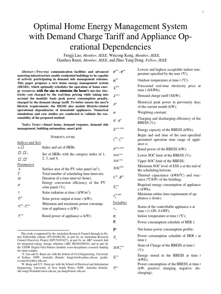 Optimal Home Energy Management System PDF