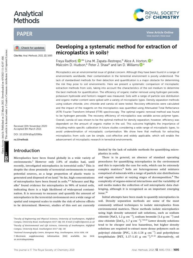 Developing A Systematic Method For Extraction of Microplastics From ...