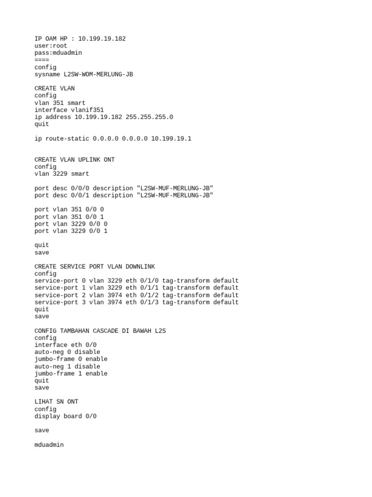 Config ONT Huawei Menjadi L2SW | PDF