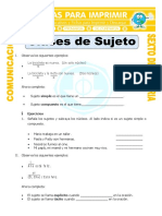 Ficha Clases de Sujeto para Sexto de Primaria