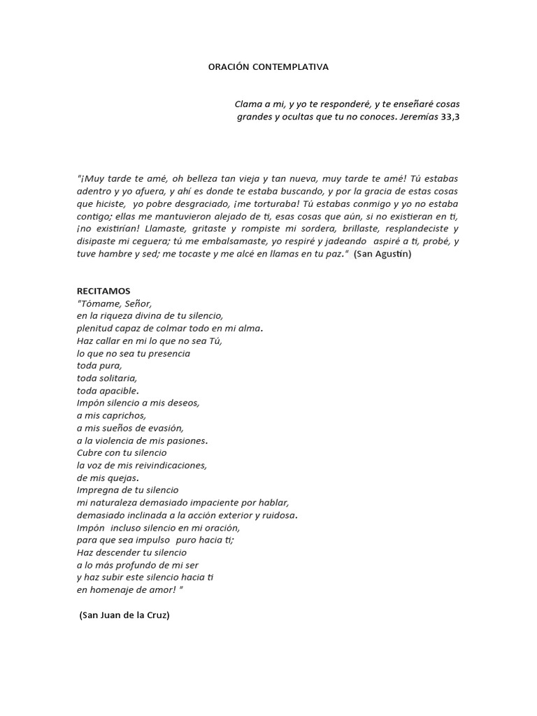 Oración Contemplativa 1 | PDF