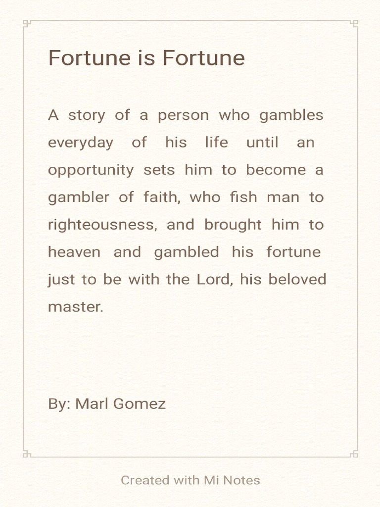 Fortune Is Fortune | PDF