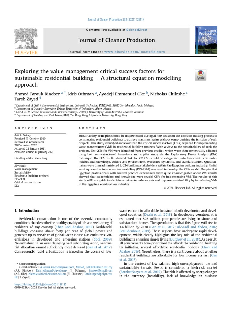 Critical Success Factors for Sustainable Residential Value Management ...