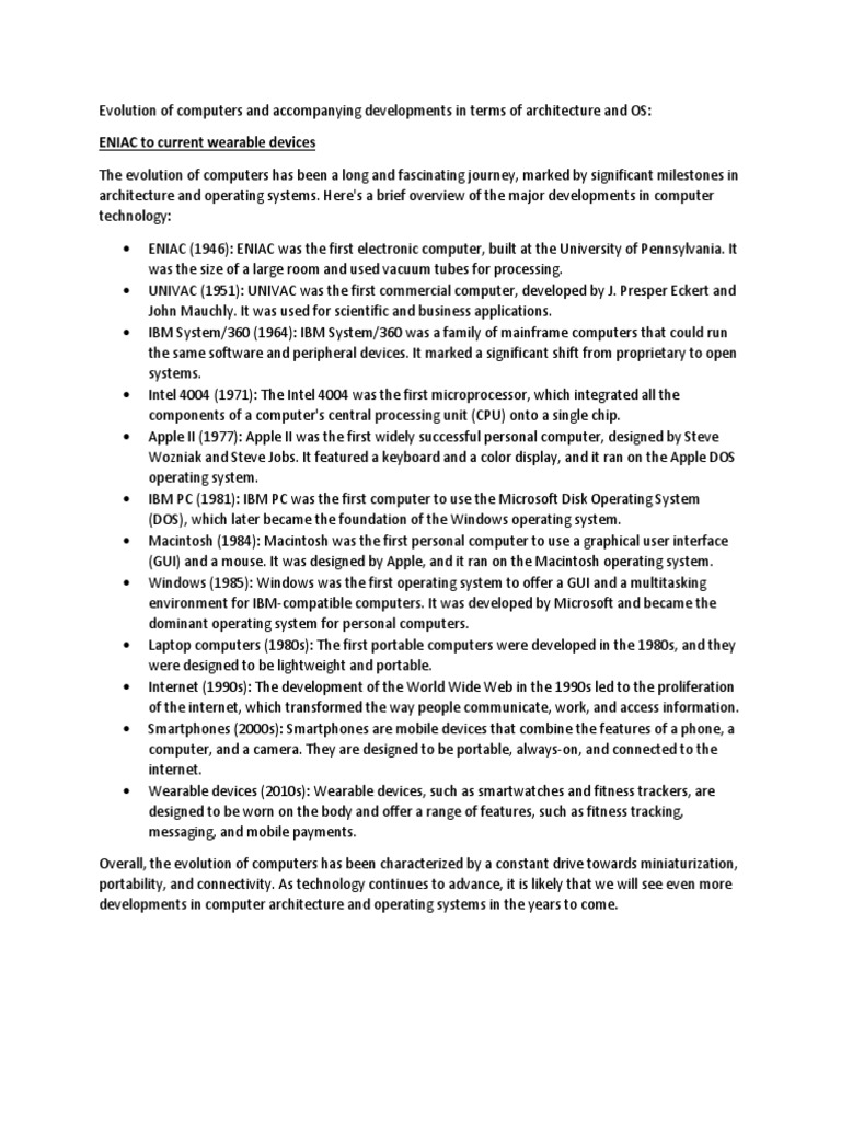 Evolution of computers and accompanying developments pdf operating