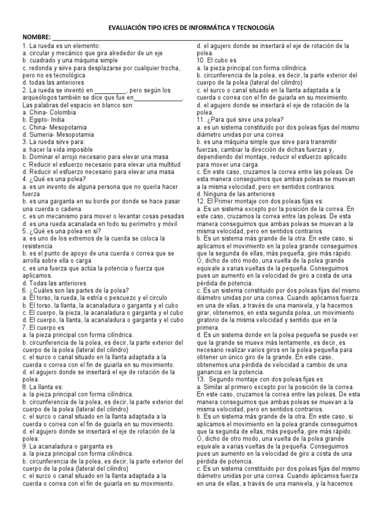 Evaluación Tipo Icfes de Informática y Tecnología 9 | PDF