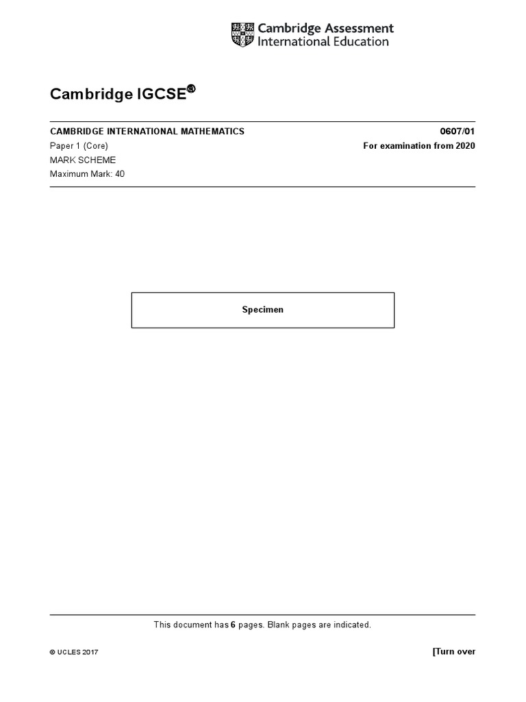 Answers Mathematics Paper 1 | PDF | Accuracy And Precision | Question