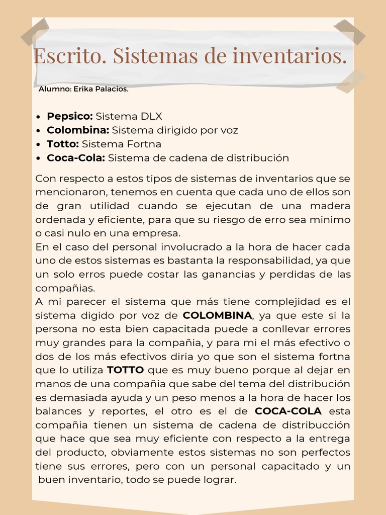 Escrito. Sistemas de Inventarios | PDF