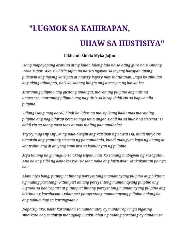 Lugmok Sa Kahirapan | PDF