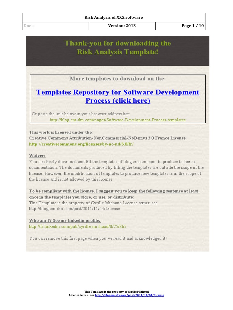Risk Analysis Template 2013 | PDF | Risk | Risk Management