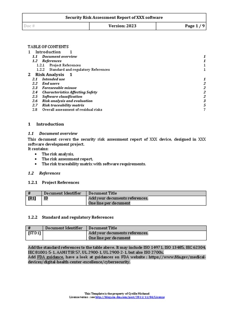 Security Risk Assessment Report Template 2023 | PDF | Computers
