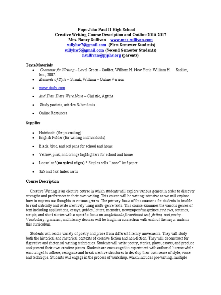 pope-john-paul-ii-high-school-creative-writing-course-outline-2016-2017