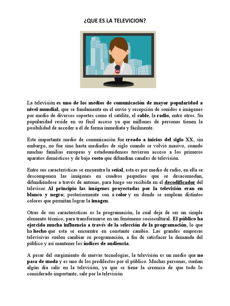 QUE ES LA TELEVICION | PDF | Televisión | Tecnología de información y ...