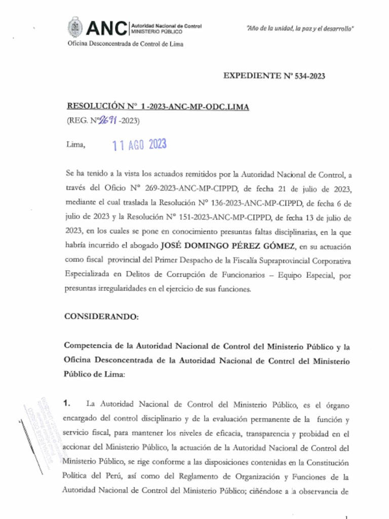 La Autoridad Control del Ministerio Público. ¿Un control descontrolado?