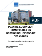 Plan de Educacion Comunitaria en Gestion Del Riesgo de Desastres SJL 2017 2018 San Juan de Lurigancho 2017