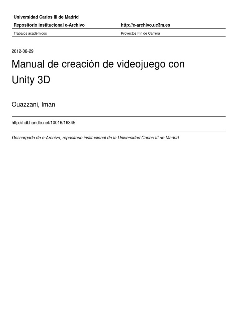 Manual de Creaci N de Videojuego Con Uni | PDF | Videojuegos ...