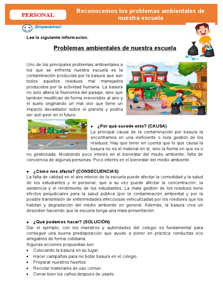 Problemas Ambientales en la Escuela | PDF | Residuos | Contaminación