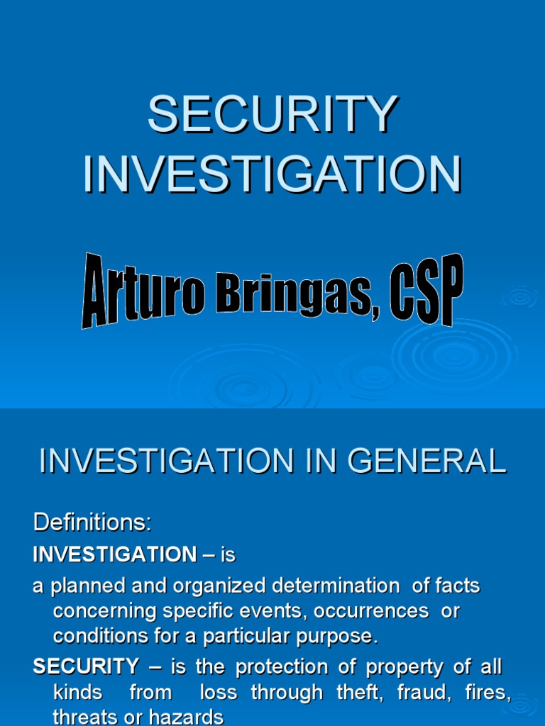 Security Investigation | PDF