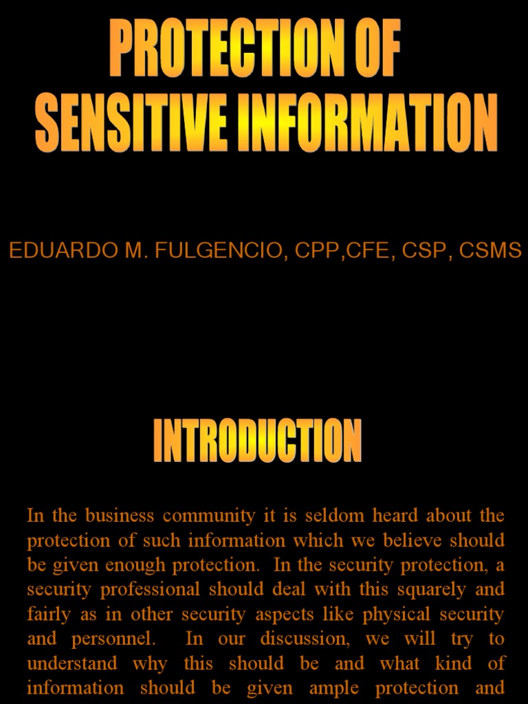 Protection of Sensitive Info. PDF Microphone Trade Secret