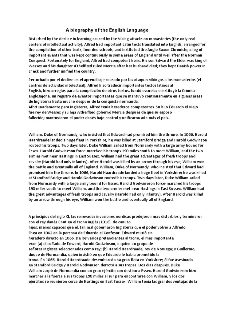 English Language Biography Overview | PDF | Travel