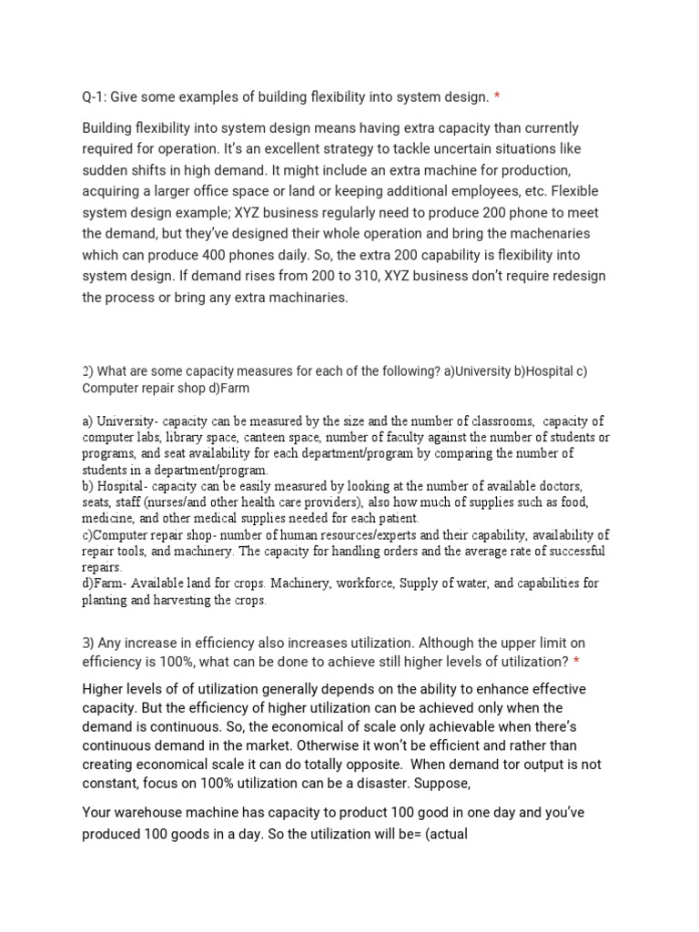 Flexibility and Capacity in System Design | PDF