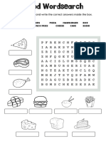 Black and White Food Wordsearch
