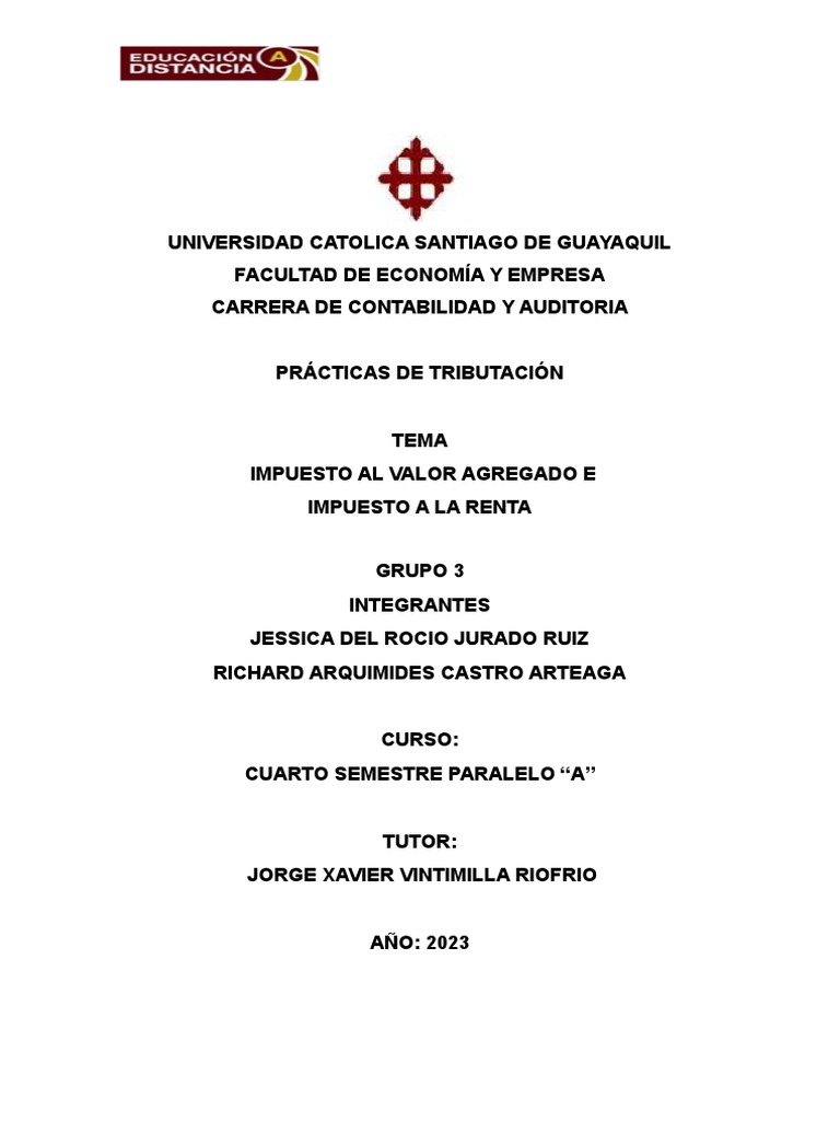 Grupo 3 Impuesto Al Valor Agregado e Impuesto A La Renta | PDF