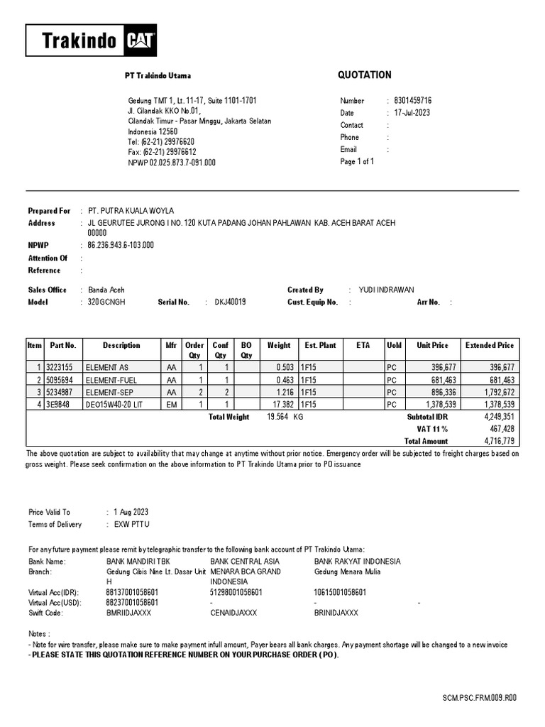 Pt trakindo utama quotation pdf banks money