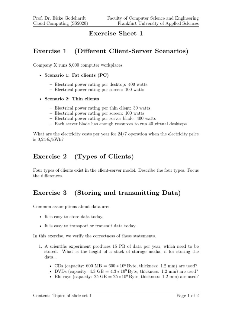 Cloud Computing Exercise Sheet 01 | PDF